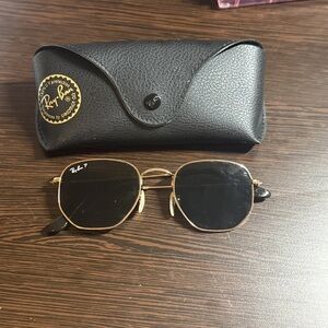 Ray-Ban Hexagonal Black and Gold Sunglasses